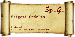 Szigeti Gréta névjegykártya
